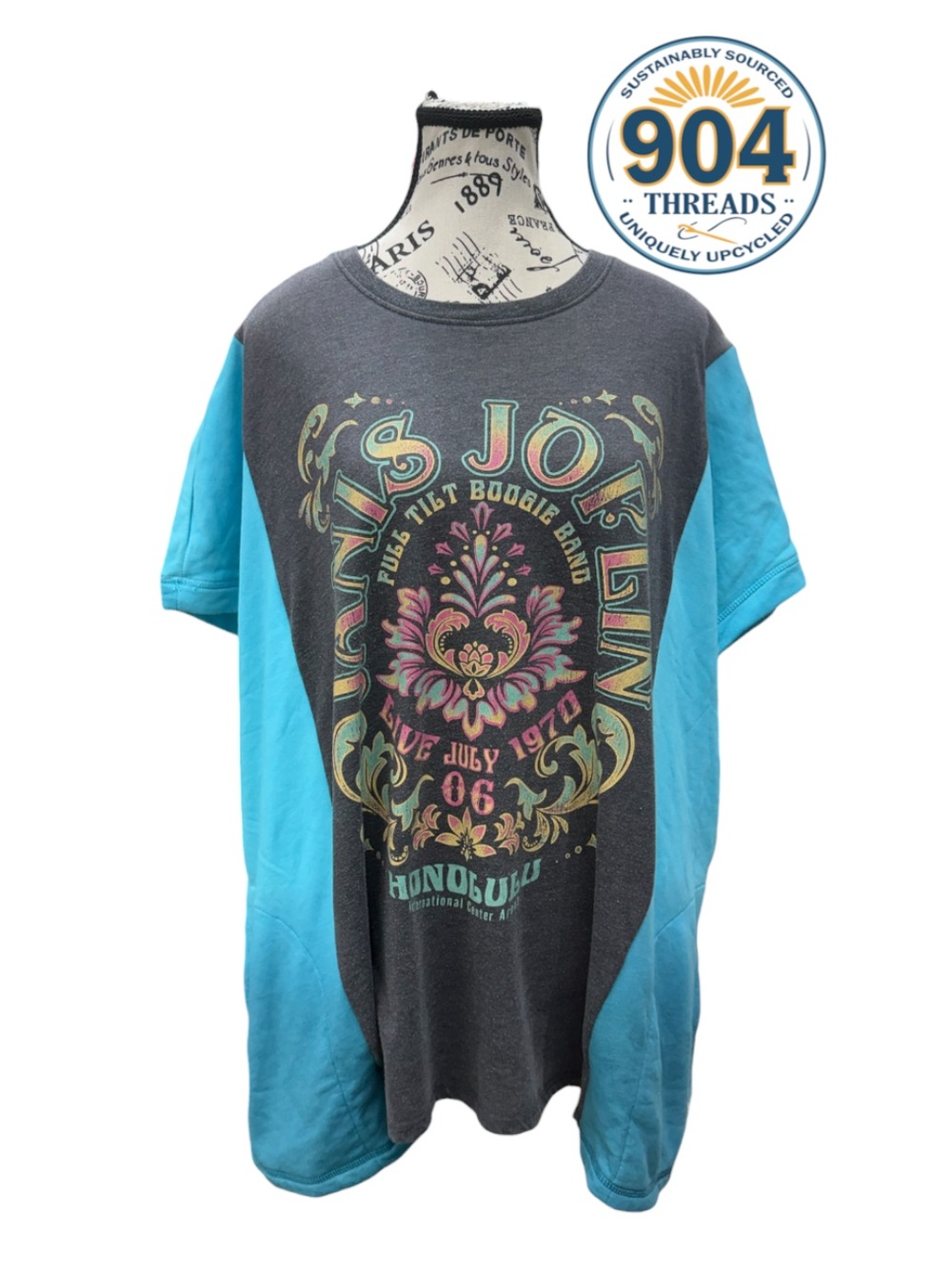 Upcycled Janis Joplin Graphic Tee Reworked Boho Top Free Size